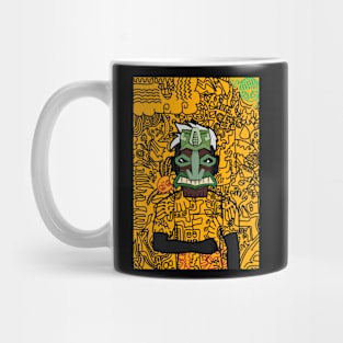 MaleMask NFT with HawaiianEye Color and DarkSkin Color - Doodle Style Mug